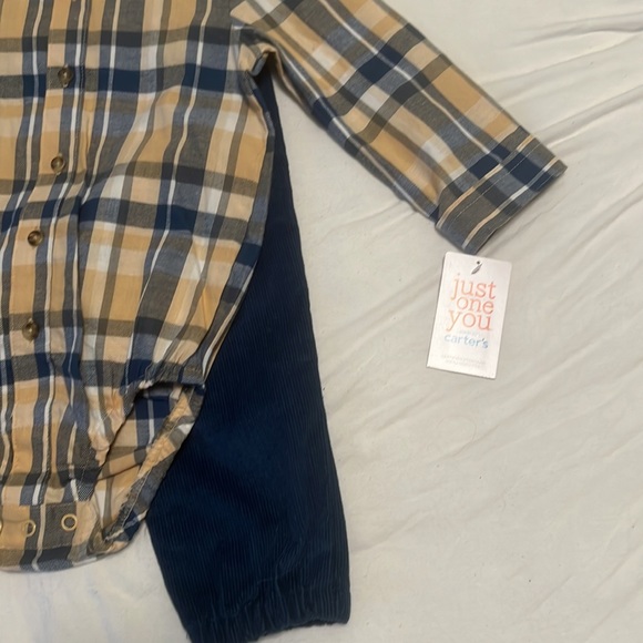 Just One You Carter’s Target 18m flannel plaid bodysuit corduroy pant set NWT - Picture 3 of 5